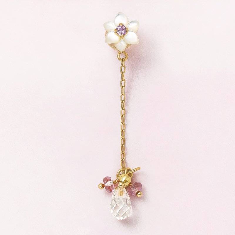 【Solo Earring】 18K/10K 桃花三用單邊耳環 (黃金) - 耳環/耳夾/耳骨夾 - 貴金屬 