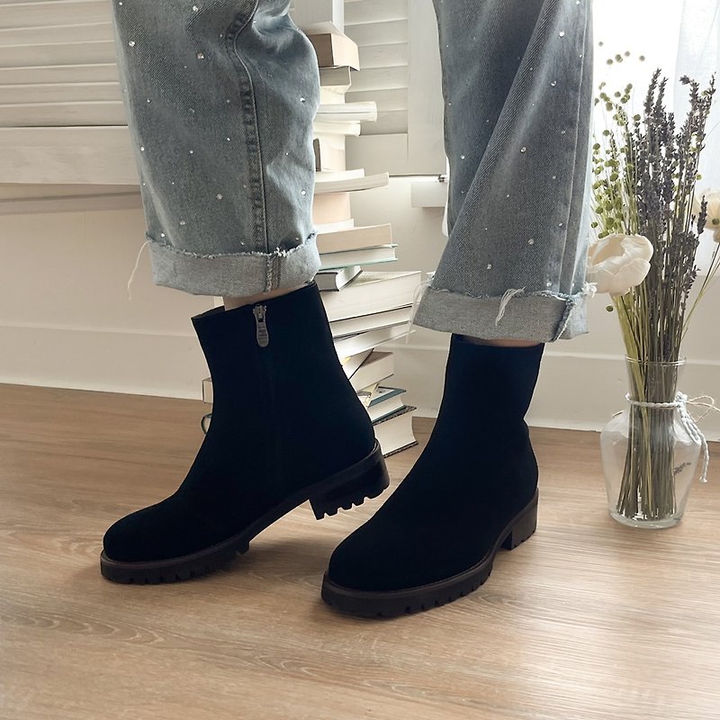 2WAY can change the length! Genuine leather boots suitable for all leg types - black - Women's Boots - Genuine Leather Black