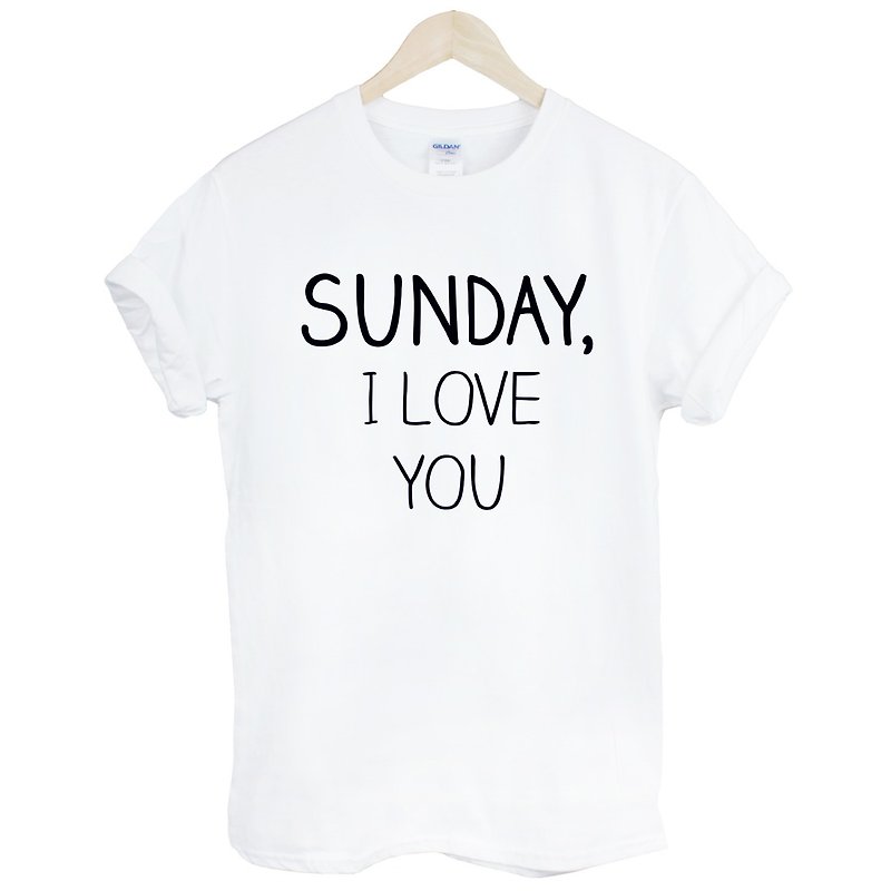 SUNDAY, I LOVE YOU short-sleeved T-shirt-2 colors - Men's T-Shirts & Tops - Other Materials Multicolor