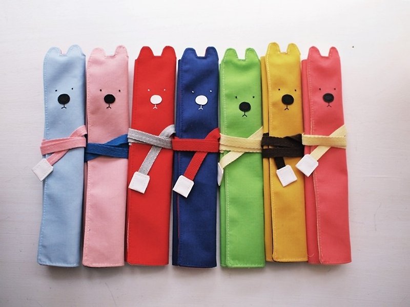 hairmo. Black/White Nosed Bear Chopsticks Set/Tableware Bag/Pen Case-Assorted Colors - ตะเกียบ - ผ้าฝ้าย/ผ้าลินิน หลากหลายสี