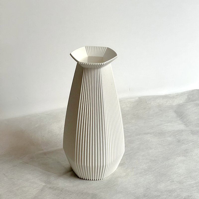 Hex Stripe Vase - Pottery & Ceramics - Plastic White