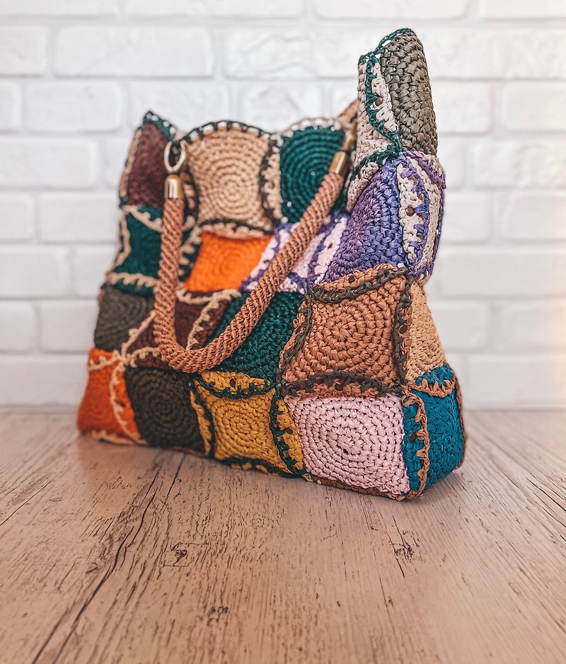 Crochet pattern big bag with raffia PDF digital and video tutorial - DIY Tutorials ＆ Reference Materials - Other Materials 