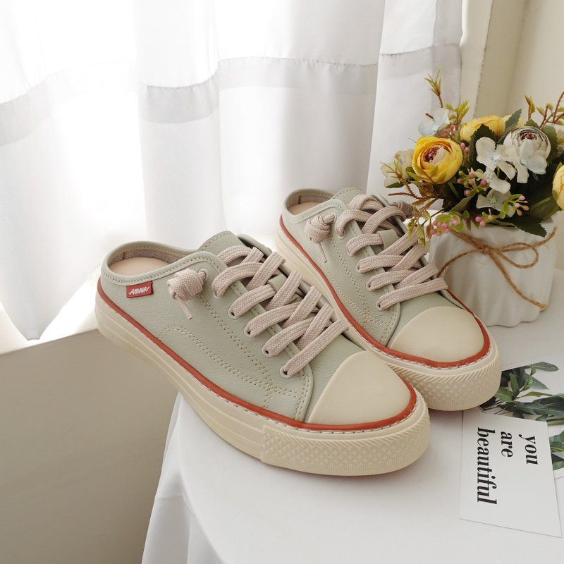 [Retro Literary Youth] MIT comfortable casual shoes. Genuine Leather. Ivory 8520 - รองเท้าลำลองผู้หญิง - หนังแท้ ขาว