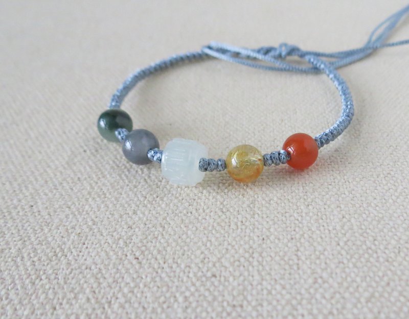 本命年【開運招財五行珠】絲光編織手鍊*01*增加整體運勢 - 手鍊/手環 - 寶石 多色