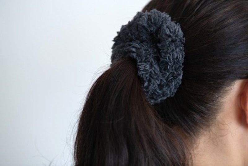 [Sakaki Dye] Cotton Fur Fabric Big Scrunchie - Hair Accessories - Cotton & Hemp 