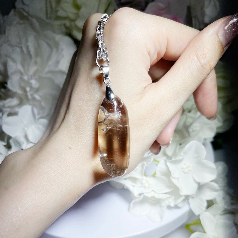 自然療癒系 茶體鈦晶 原石 吊墜 髮晶 項鍊  茶晶 拋光原礦 項鏈 - 項鍊 - 水晶 多色