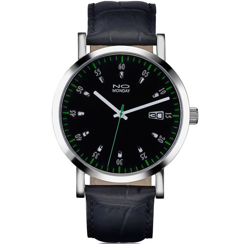 【福祉商品】NO月曜日12窓-463G1A1-ブラック（グリーンとホワイトの針）/ 43mm - 腕時計 - その他の素材 ブラック