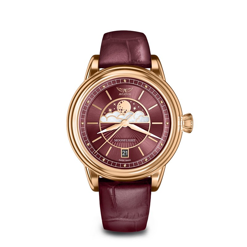 DOUGLAS MOONFLIGHT 月相顯示時尚腕錶 - 女裝錶 - 不鏽鋼 金色