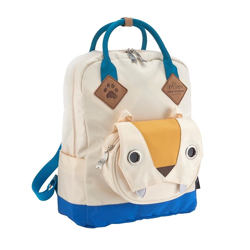 Morn Creations Genuine Cute Tiger Backpack-White (SB-301-WT) - กระเป๋าคลัทช์ - วัสดุอื่นๆ ขาว