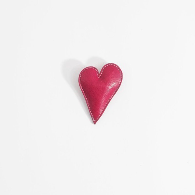 Heart Leather Brooch ③/子羊革 - 胸針 - 真皮 