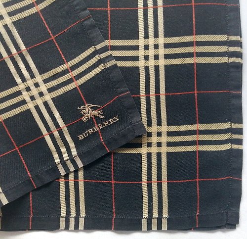 orangesodapanda Burberry Vintage Handkerchief Check Brown 18.5 x 18 inches