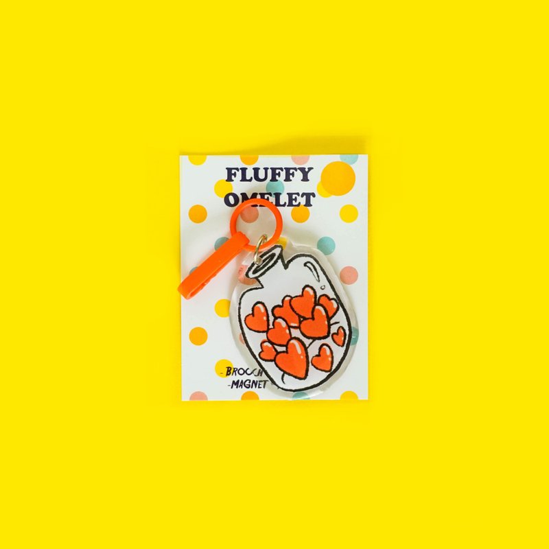 Fluffy Omelet - Keychain / Pin / Phone Grip - Jar of Hearts - 手機/平板支架 - 壓克力 紅色