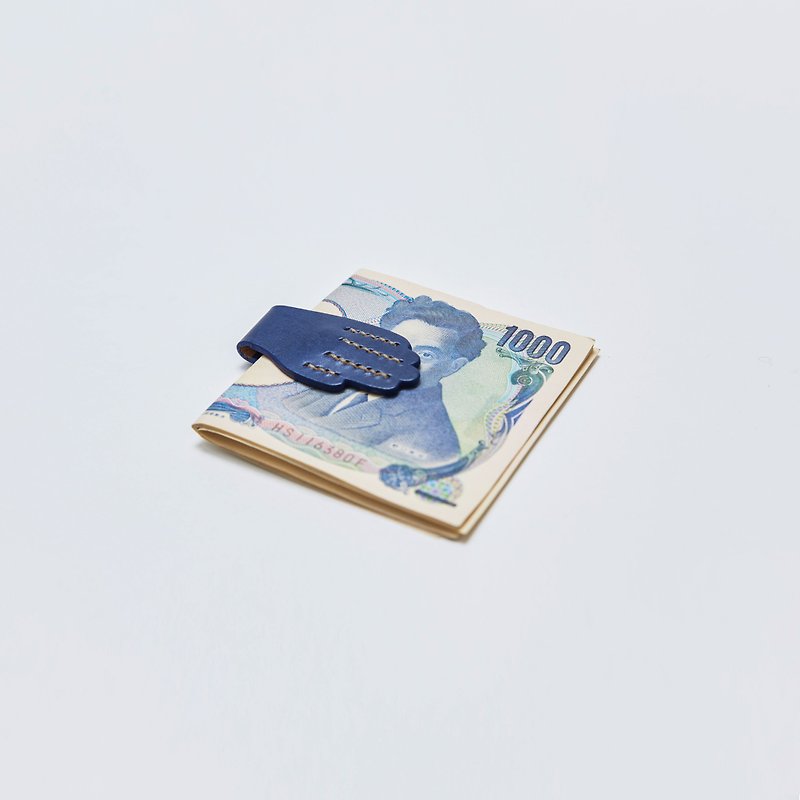 rinLIVING life - Leather Money Clip blue leather money clip card holder - Other - Genuine Leather 