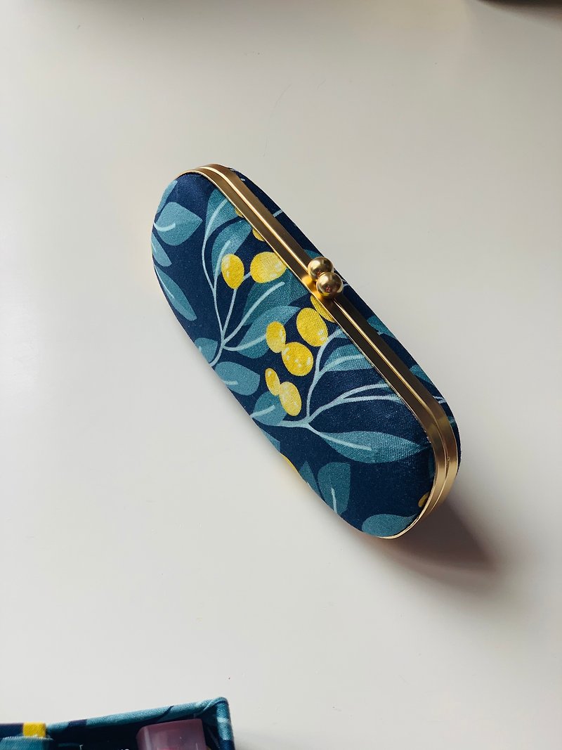 Yellow Fruit Glasses Case/ Pencil Case/ Jewellery Case - Pencil Cases - Cotton & Hemp Blue