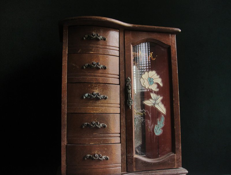 [OLD-TIME] Early second-hand Taiwan-made stained glass music jewelry cabinet - Storage - Other Materials 