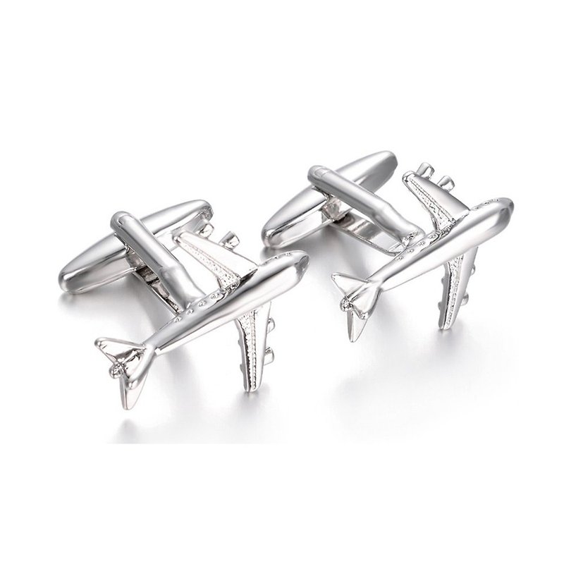 Kings Collection Silver Airplane Men Cufflinks KC10086 Silver - Cuff Links - Other Metals Silver