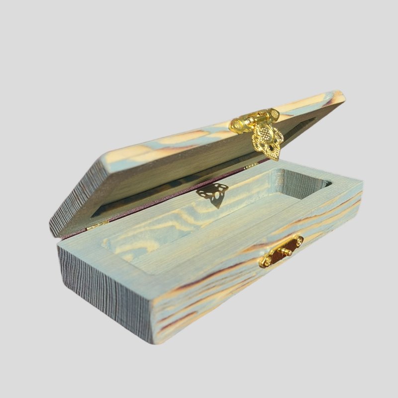 Blue wood case, handmade glasses holder. Jewelry box. Pen case - 其他 - 木頭 藍色