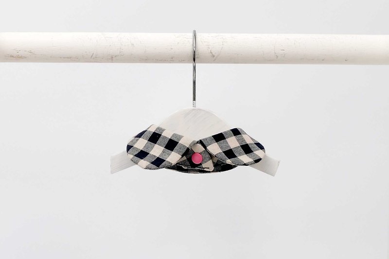chacha.metyou black and white checked small round collar dogs meow hairy children - Collars & Leashes - Cotton & Hemp Black