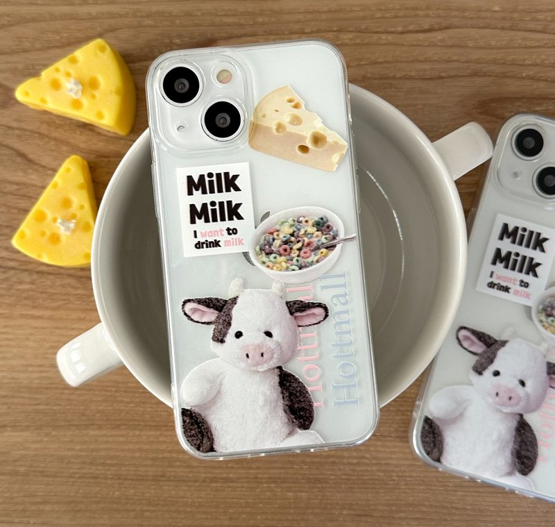 iPhone 16/15/14/13/12/11/XS/XR/7/8/SE2/SE3 Milk cow sticker Transparent Phone - Phone Cases - Plastic Multicolor