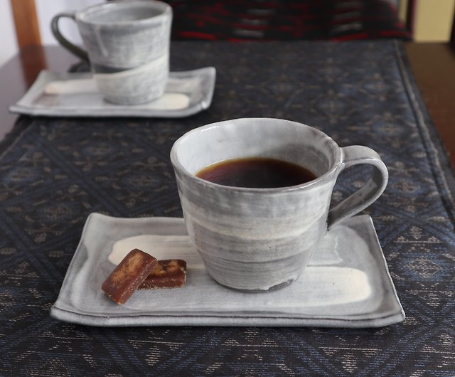 マグカップ 灰色 日本製 陶器 皿付き コーヒーカップ - ショップ 器楽 ...