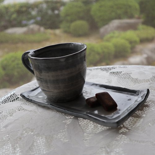 日本製ガラスセラミックマグカップ アイデアさら皿 - 食器