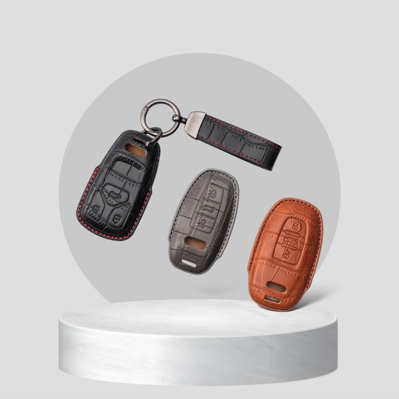 [Ready Stock Version] Audi AUDI A1 A3 A4 A6 Q5 Q7 Crocodile Car Key Case Leather Case - Keychains - Genuine Leather 