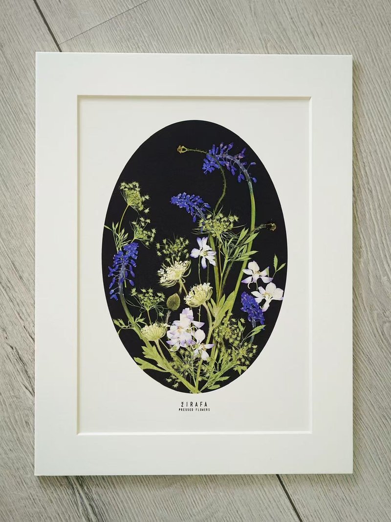 ŽIRAFA【風中的花】清冷感押花作品藝術微噴畫家居裝飾畫芯 - 海報/掛畫/掛布 - 紙 黑色