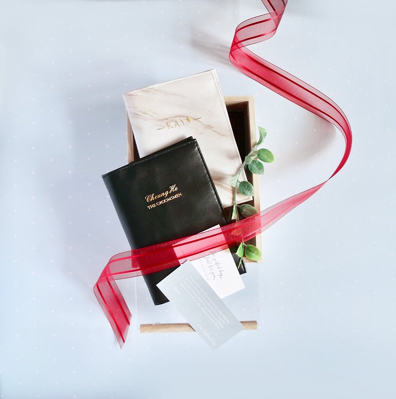 Goody Bag - Christmas limited custom passport holder 孖 Bao comes with wooden box packaging + SF - ที่เก็บพาสปอร์ต - หนังแท้ สีดำ