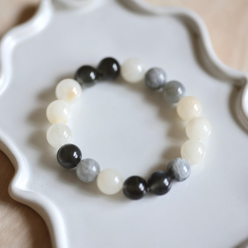 Pearl milk tea string Stone elastic bracelet can be customized in size - Bracelets - Semi-Precious Stones Multicolor