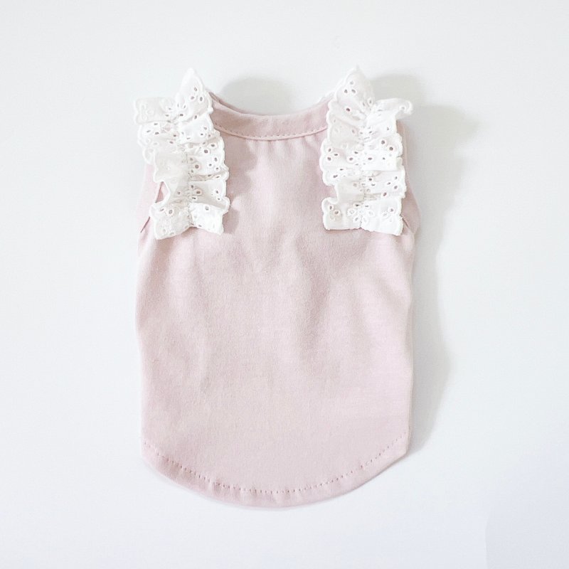 犬服・レースフリルタンクトップ_ピンク - 洋服・帽子 - コットン・麻 ピンク