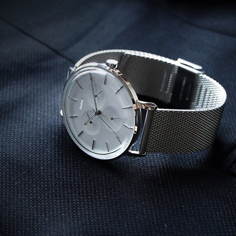 Alden 5104 Japanese Quartz Watch - นาฬิกาผู้ชาย - โลหะ สีเงิน