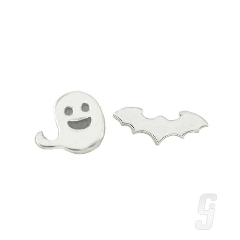 College Department - Bat Jumping Happy Ghosts - Earrings & Clip-ons - Other Metals Silver