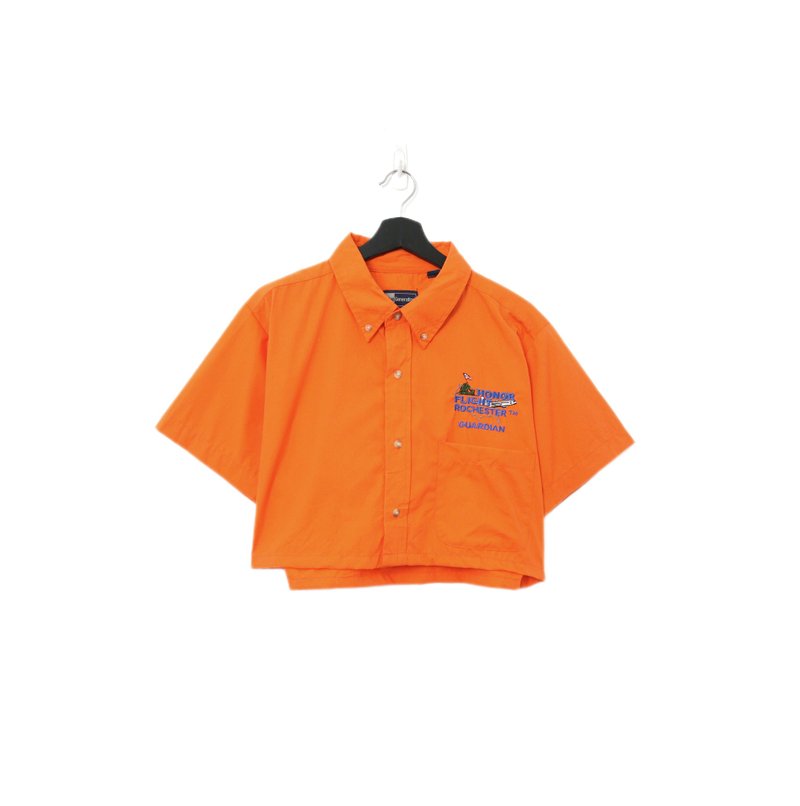 Back to Green-再製短板刺繡襯衫 軍事飛機 wt-23//vintage shirt - 女襯衫 - 棉．麻 