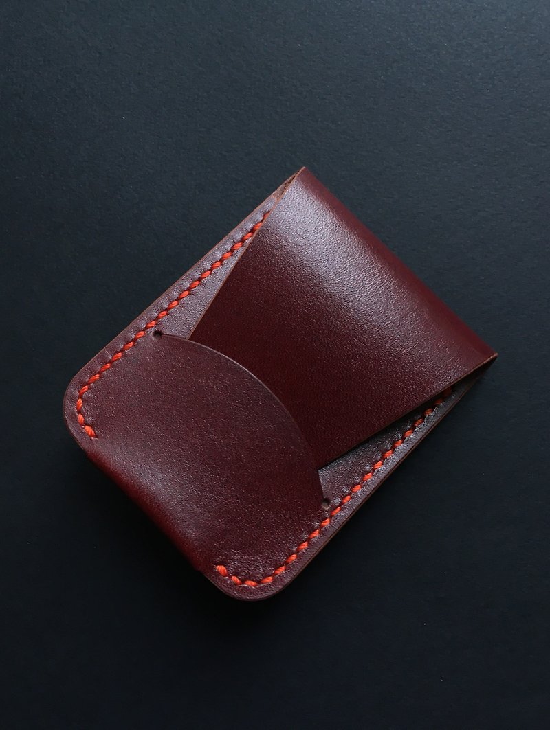 Slim Card Holder, Minimalist Leather Wallet, Card Wallet, Simple Leather Wallet - 銀包 - 真皮 橘色