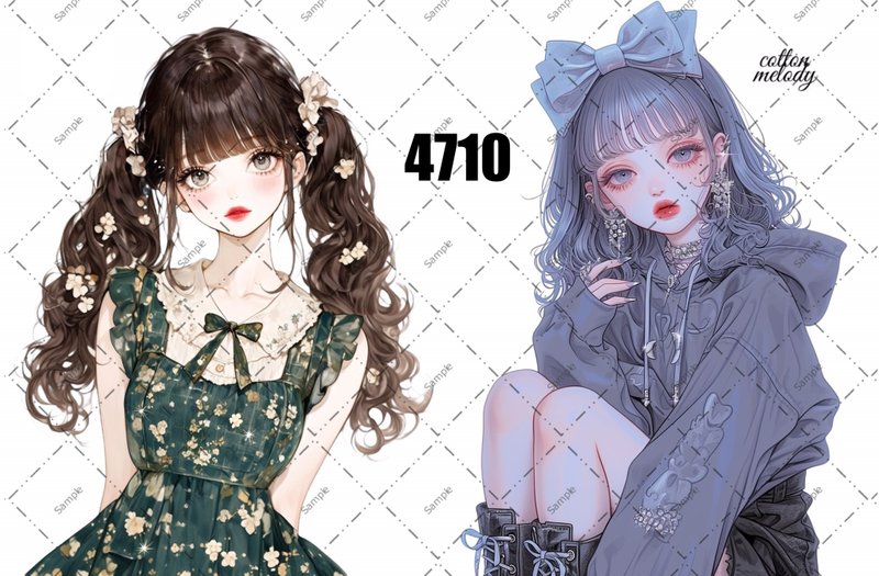 original sticker no.4710 人物ステッカー オリジナルステッカー オリジナル人物ステッカー 装飾ステッカー cotton melody - 貼紙 - 紙 