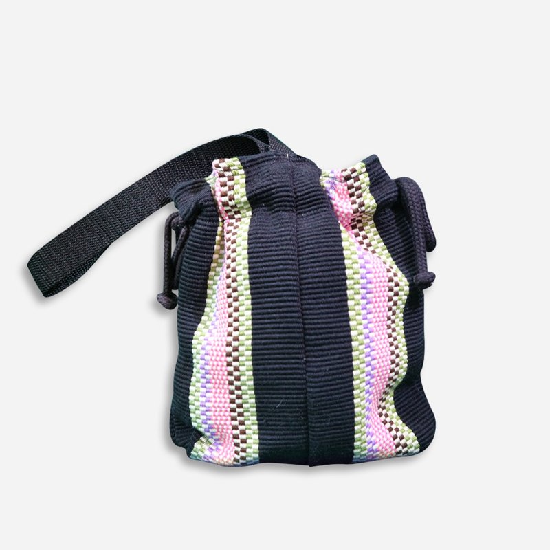 Qulih Balay woven classic straight stripe handbag collection classic black - Handbags & Totes - Cotton & Hemp Black