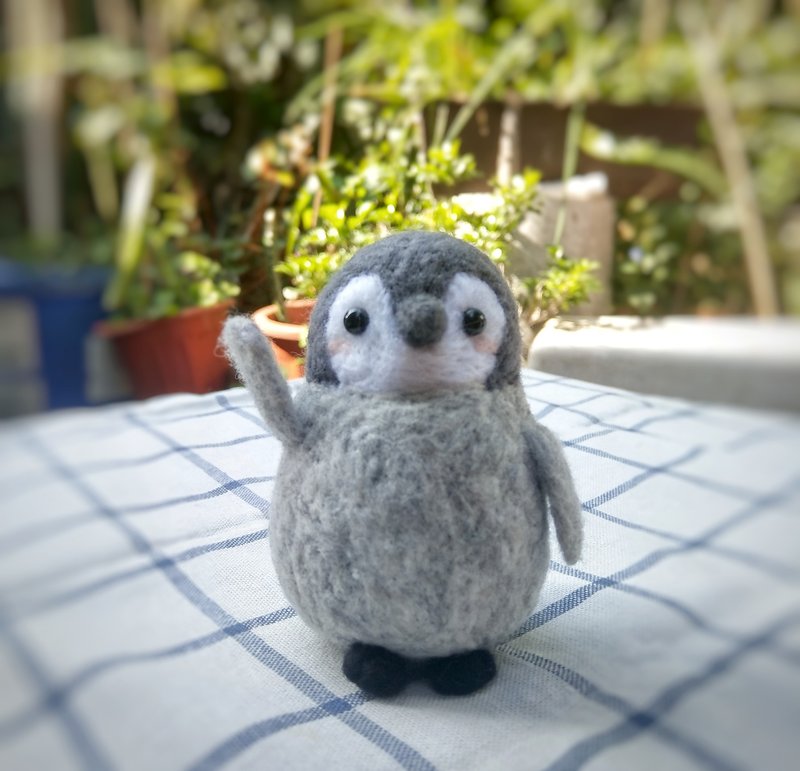 羊毛氈 動物 動物園 國王企鵝 企鵝 寶寶 BB - 擺飾/家飾品 - 羊毛 灰色
