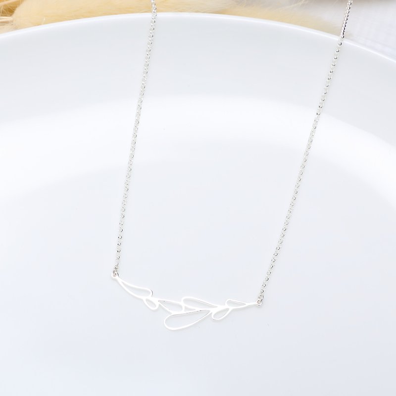 Romantic Leaf Branch s925 sterling silver necklace Birthday Valentine's Day gift - Necklaces - Sterling Silver Silver
