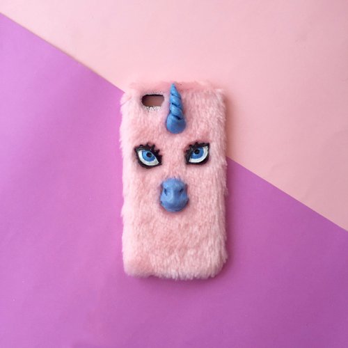 everythingmadebyfk 毛絨絨手機殼-粉色獨角獸