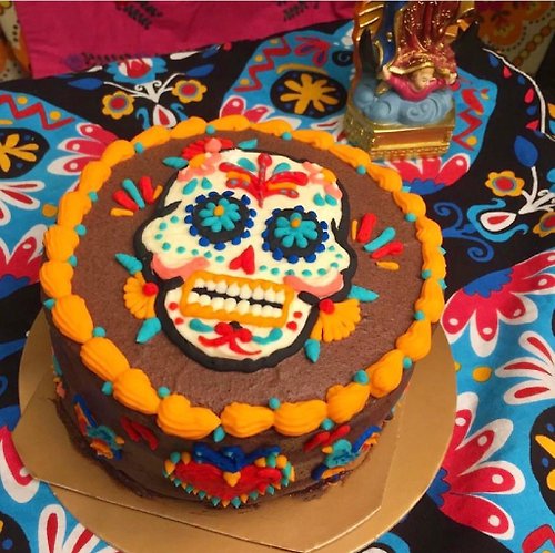 KoKoMi sweets 【客製化蛋糕】亡靈節墨西哥骷髏戚風蛋糕 生日蛋糕 法芙娜