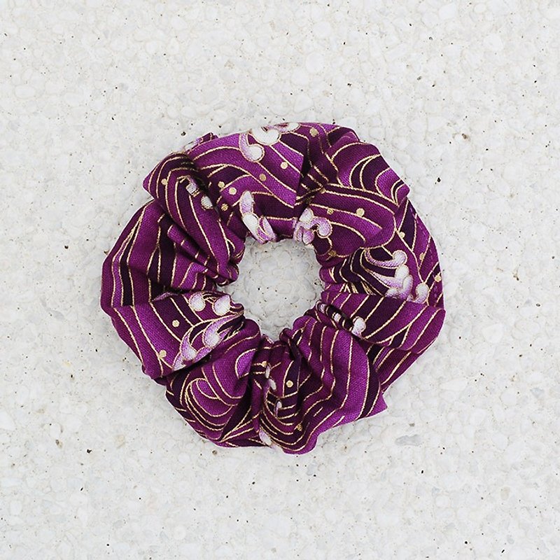 Japanese sea wave pattern beam _ purple - Hair Accessories - Cotton & Hemp Purple