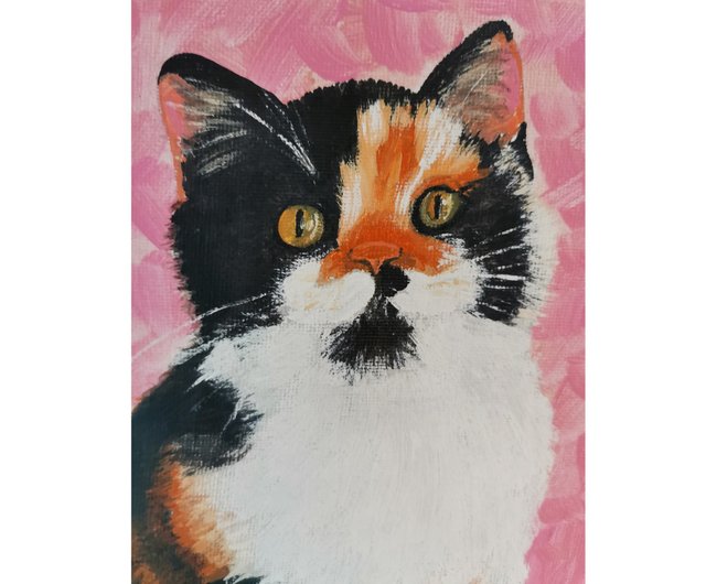 オーダー作品　自作絵画　ふたごのネコ　猫の絵 うちの子オーダー 似顔絵「うちの猫」イラスト／絵画／絵