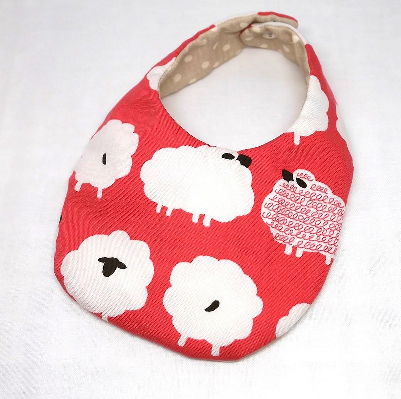 Japanese Handmade Baby Bib / pink sheep - ผ้ากันเปื้อน - ผ้าฝ้าย/ผ้าลินิน สึชมพู