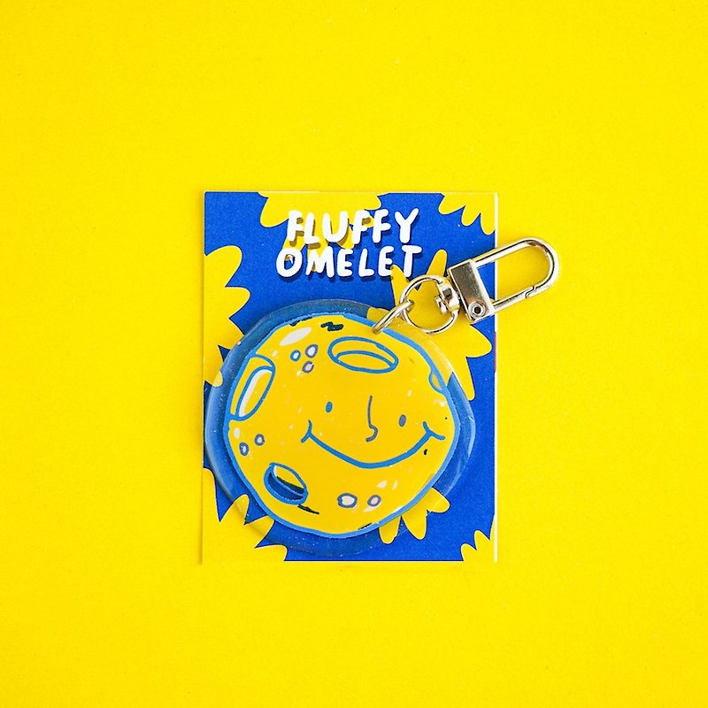Fluffy Omelet - Keychain / Pin / Phone Grip - Neu moon - Brooches - Acrylic Yellow
