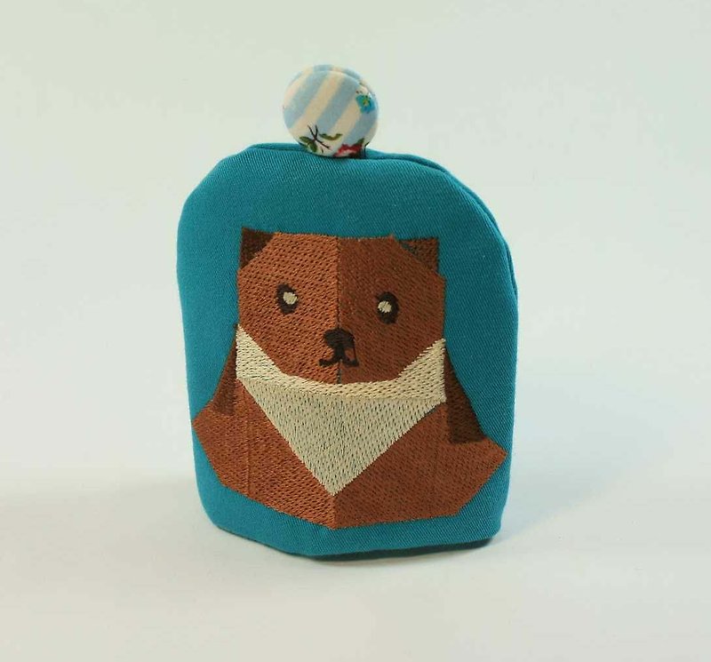 Bear embroidered bell-shaped key fob 03-- - ที่ห้อยกุญแจ - ผ้าฝ้าย/ผ้าลินิน สีน้ำเงิน