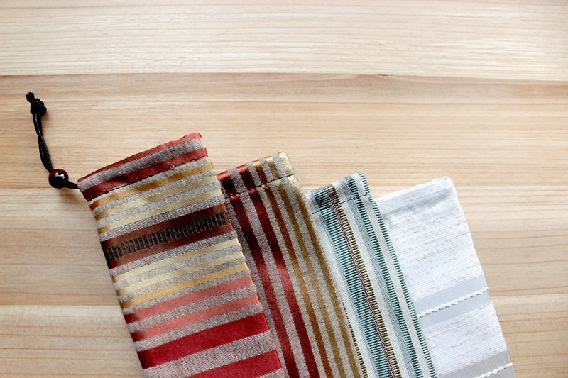 Chopsticks bag with beam mouth. Simple stripes - ตะเกียบ - ผ้าฝ้าย/ผ้าลินิน ขาว