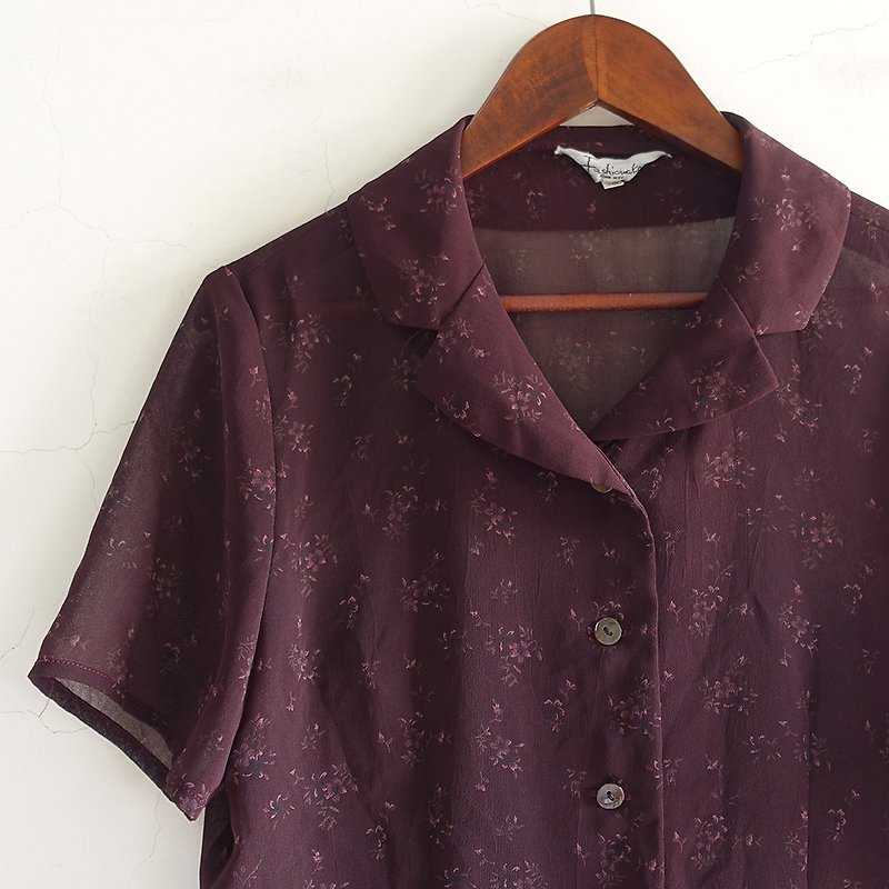 │Slowly│Deep Coffee Flower/Vintage Shirt│vintage. Retro. Art - Women's Shirts - Polyester Multicolor