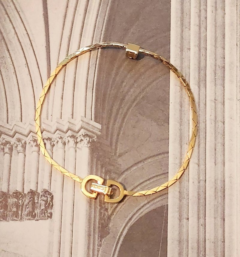 經典絕版品 1980's Christian Dior 迪奧 鍍金鑲鑽 古董手鍊 - 手鍊/手環 - 其他金屬 金色