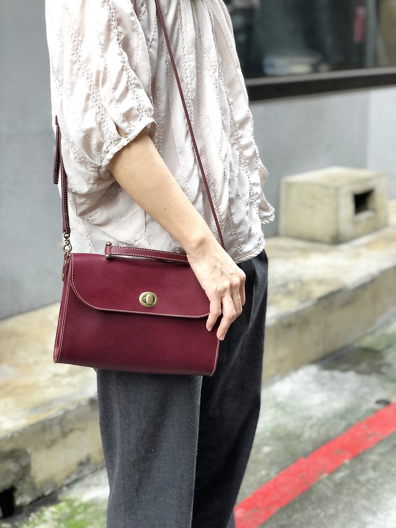 Letty Side Backpack/Crossbody Bag Color: Burgundy Vegetable Tanned Leather - Messenger Bags & Sling Bags - Genuine Leather Red