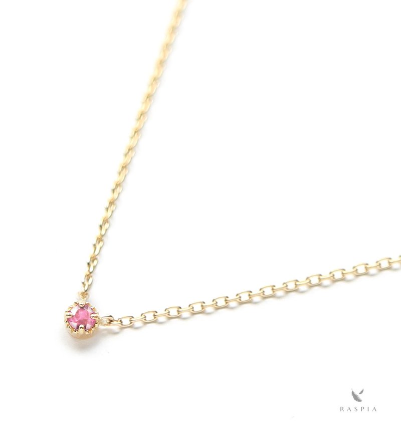 8月誕生石 K10 ピンクスピネルの一粒ネックレス ~Petela~ (K18 変更可能) - 項鍊 - 寶石 粉紅色